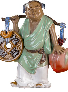 童子石湾公仔中式风陶瓷小财神