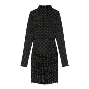 Maje Outlets秋冬女装法式时尚气质仿钻装饰半高领长袖针织连衣裙