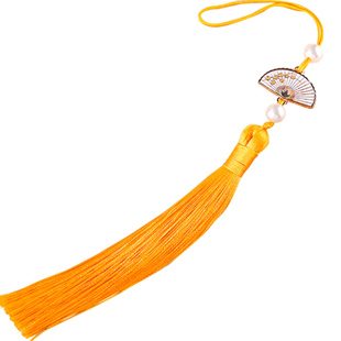 珍珠白扇流苏穗子 高端精致国潮diy文玩吊坠包包挂饰汉服旗袍腰佩