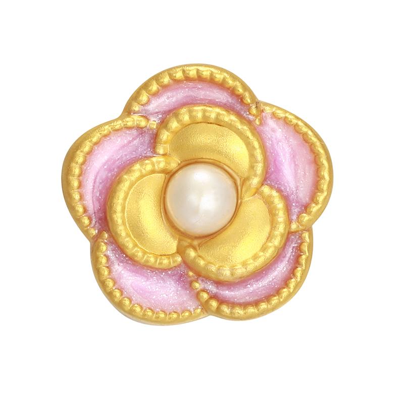 周大生腕美黄金手链莫奈联名山茶花珍珠转运珠手串生日礼物女生