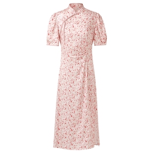 歌莉娅国风旗袍女夏季2025新款樱花粉气质新中式连衣裙1C3R4K14F