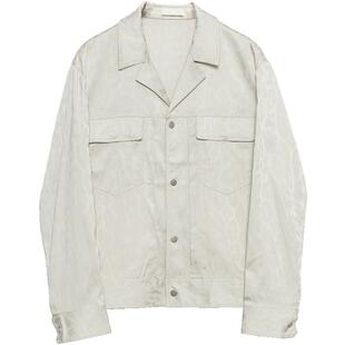 EHE男装绸感弹力醋纤豹纹印花优雅时尚简约休闲夹克外套男春秋季