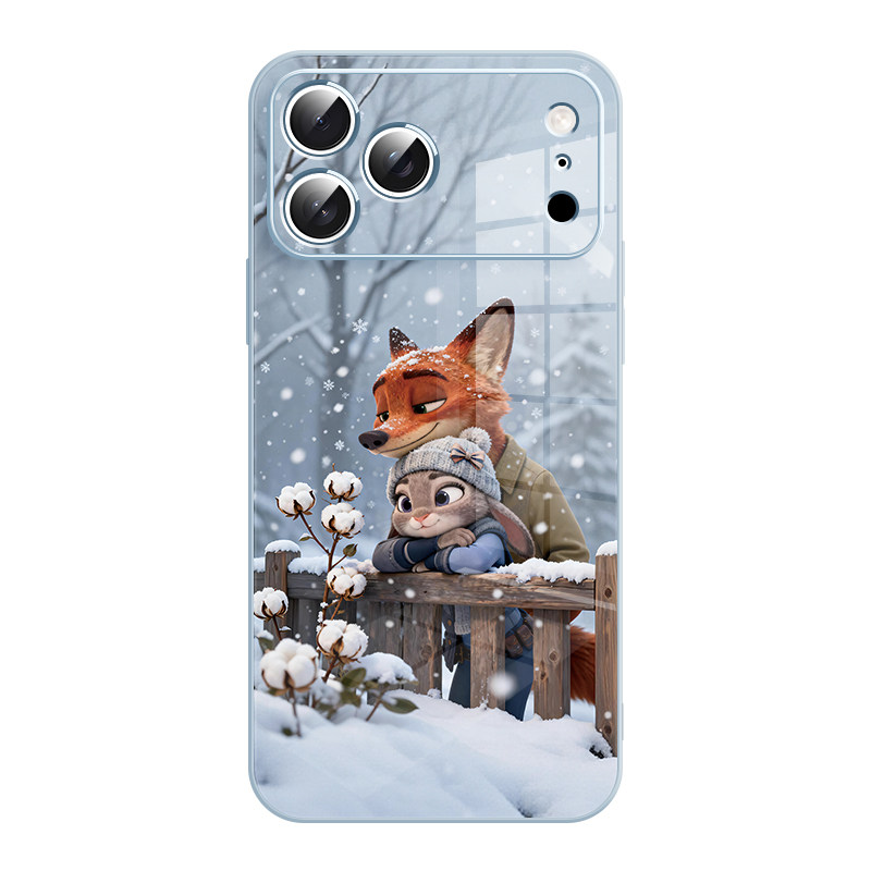 适用于苹果17promax手机壳雪天朱迪尼克iphone16plus秋冬高级感15pro疯狂动物城2玻璃14新款13全包12保护套11