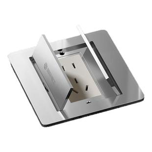 双开门地插座纯平不锈钢隐藏嵌入式防水超薄六类网络防水地板扦座