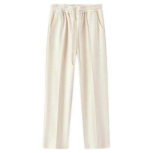 森马休闲裤女冬季加绒裤子白色长裤直筒裤25新款时尚通勤显瘦460G