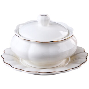 酒店欧式金边陶瓷燕窝炖盅隔水炖鱼翅盅炖罐甜品碗带盖小汤盅蒸盅