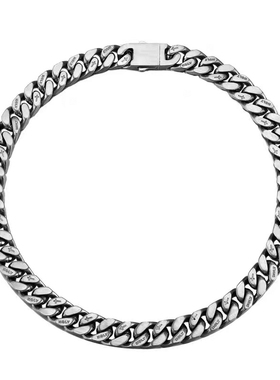 美式嘻哈男士刻字古巴钛钢项链