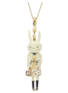 珐琅釉时尚白色兔子吊坠