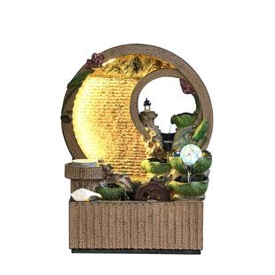 新中式圆形小水幕墙流水屏风山水景观风水轮招财摆件假山喷泉水景