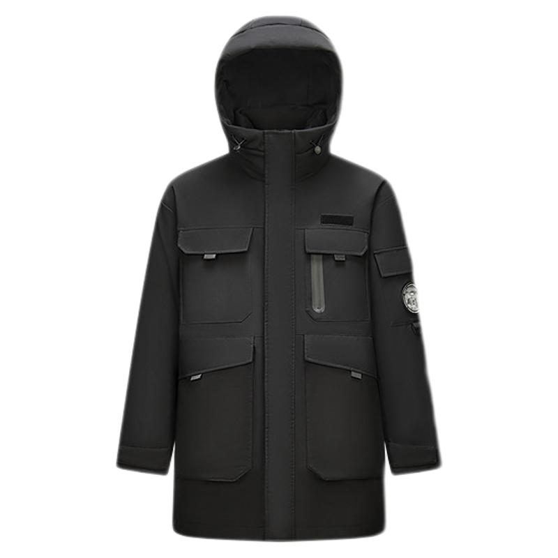 森马鹅绒防雨防风中长款羽绒服男