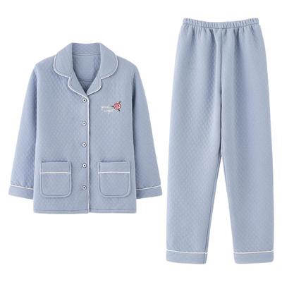 大码纯棉夹层睡衣女款