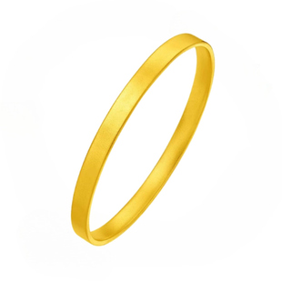 金包银古法传承平底手镯四方筷子素圈手环经典实心方镯情人节礼物