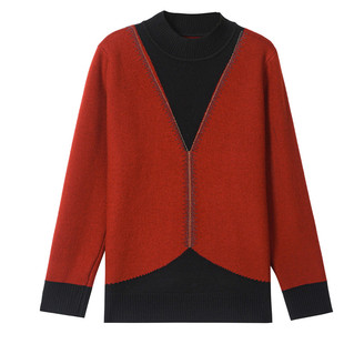 2025新款假两件针织衫妈妈冬装加绒加厚毛衣中老年女装保暖衣套装