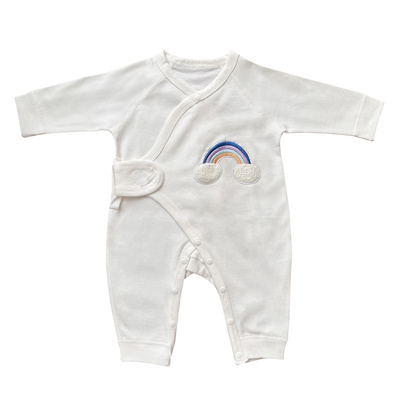 男女宝都能穿的彩虹刺绣纯棉连体