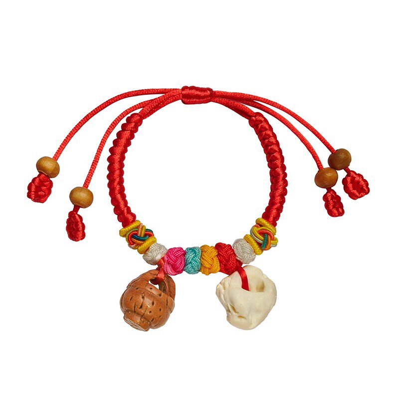 普陀山正品好运旗舰店宝宝手绳猪惊骨狗牙红绳桃篮哭闹