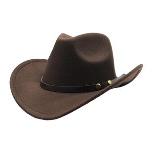 美国西部牛仔礼帽毛毡男女骑马帽卷沿爵士帽牛仔帽子 Cowboy Hat