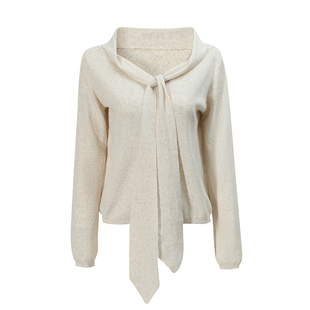 NON RESTRAIN莱赛尔天丝修身气质上衣女设计感绑带亚麻长袖针织衫