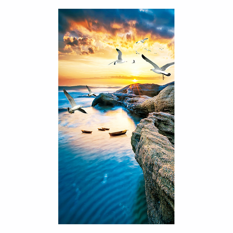 大海风景画自粘墙贴纸竖版贴画走廊过道装饰画壁纸玄关背景墙壁画