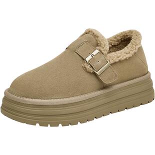 Tata他她热可可加绒勃肯鞋女鞋厚底保暖毛毛鞋雪地靴秋冬CMA01DM5