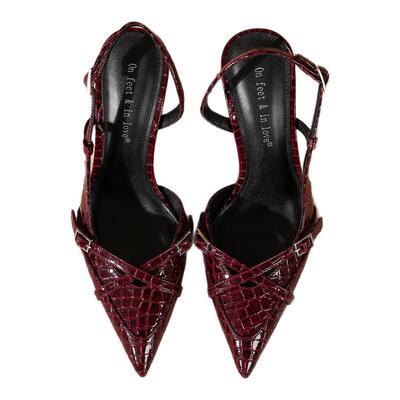 2025尖头细跟高跟鞋包头女鞋