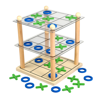 儿童3层木质井字棋益智桌游