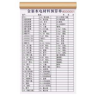 【水电材料预算表】工程造价结算单装修配货报价单建材明细记录单