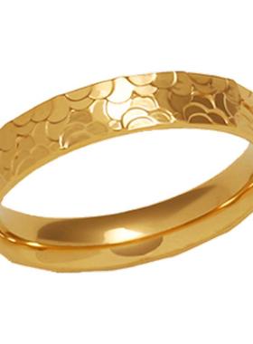 不褪色新中式锤纹戒指不掉色钛钢碎碎冰指环素圈食指戒个性百搭