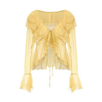 超仙气喇叭袖罩衫披肩女高级感夏季薄款100%桑蚕丝开衫防晒上衣