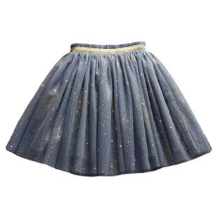 洋气~秋冬女童亮闪闪灰色白色半身裙 儿童蓬蓬裙 小女孩网纱短裙