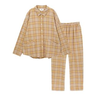 松永秋冬纯棉磨毛泡泡纱情侣睡衣长袖长裤宽松休闲家居服套装保暖