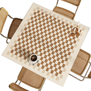 美式正方形桌垫防水防油棋盘格八仙桌饭桌轻奢高级感硅胶餐桌桌布
