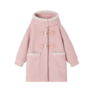 媛媛公主女童夹棉保暖外套2025秋冬新款中大儿童中长款毛绒大衣潮