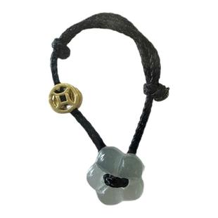 布艺有钱花~独特花朵钱币编织绳戒指女小众高级感可调节指环红绳