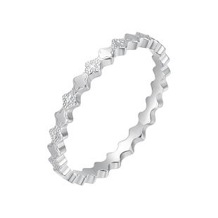 明牌珠宝PT950铂金戒指 白金四叶草指环女士百搭素圈尾戒BFM0079