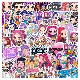 100张KPop Demon Hunters猎魔女团笔记本电脑贴纸装饰行李箱相框画手账文具水杯头盔吉他DIY防水立体贴画
