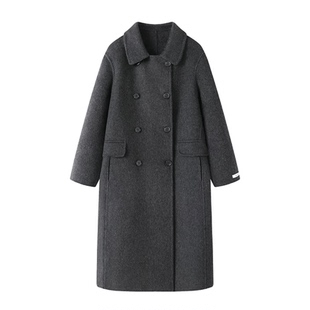 韩版双排扣双面羊绒大衣女2025年秋冬新款高级感中长款羊毛呢外套