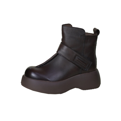 冬季新款真皮厚底加绒羊毛马丁靴