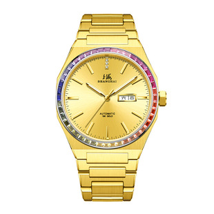 上海牌手表飞越彩虹自动机械表18K金表太阳纹钻石防水夜光官方店