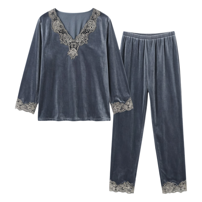 金丝绒睡衣女天鹅绒大码家居服
