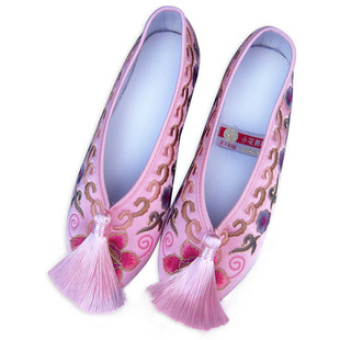 正品足下有福绣花鞋流苏鞋格格鞋单鞋女鞋旗袍鞋老北京布鞋9021