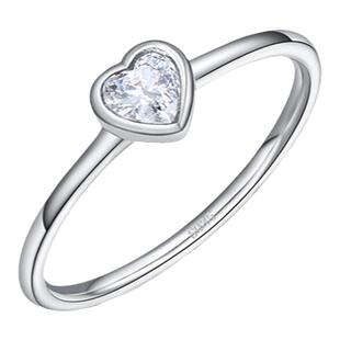 S925纯银爱心钻戒女八心八箭带钻戒指仿真锆石心形克拉结婚饰品