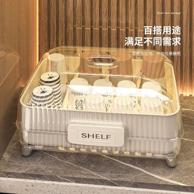 沥水碗架大容量碗盘餐具防尘碗碟柜沥水整理架收纳置物架盖碗带