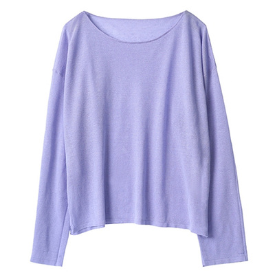 Mogas 上身纸片人宽松慵懒长袖罩衫薄款亚麻休闲针织上衣女春夏