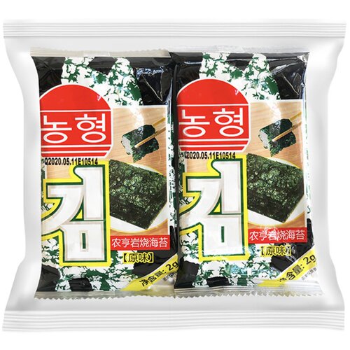 农亨岩烧海苔儿童零食脆片紫菜包饭即食海苔原味烧烤味2g*8小包