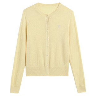 IVYKKI艾维2025年春季新款时尚圆领毛针织衫女长袖气质针织小开衫