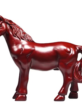 红木雕马到成功家居办公木马摆件