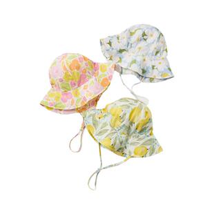 尼多熊宝宝帽子纯棉儿童遮阳防晒帽男女童渔夫帽婴儿帽子春夏