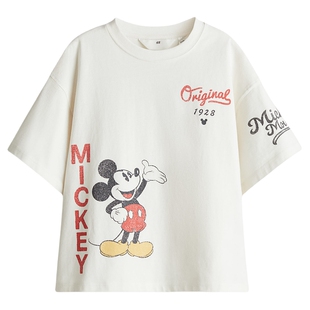 【迪士尼系列】HM童装儿童女童T恤新款米奇印花棉质短袖1263226