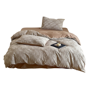 中古风轻奢全棉色织提花四件套简约纯棉床单被套床笠床上用品