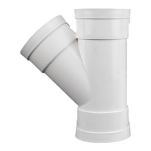 PVC排水管45度°斜三通接头50等径斜3通 顺水75 110Y型下水管配件